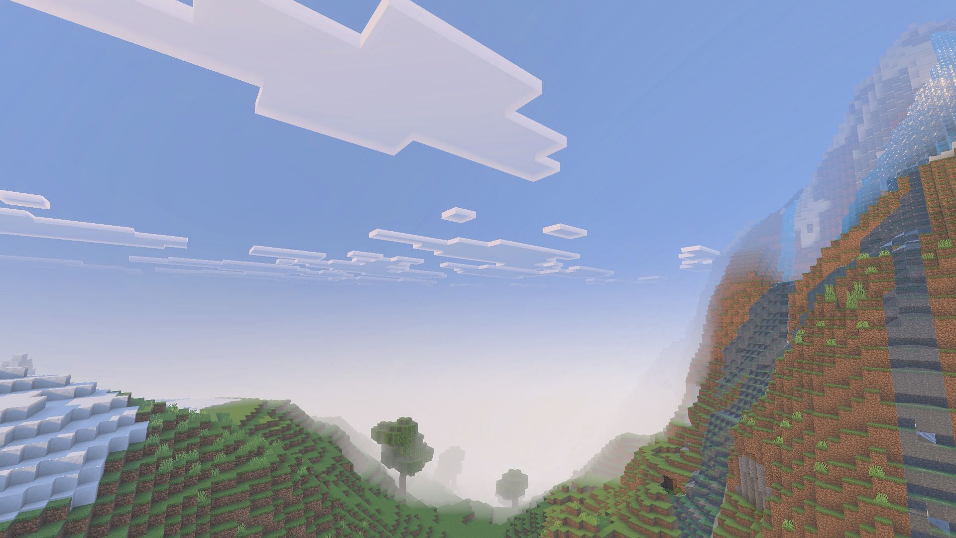 The improved render distance and fog mechanics rank this as one of the best texture packs for Minecraft mobile (Image via Sportskeeda Gaming || Mojang Studios)